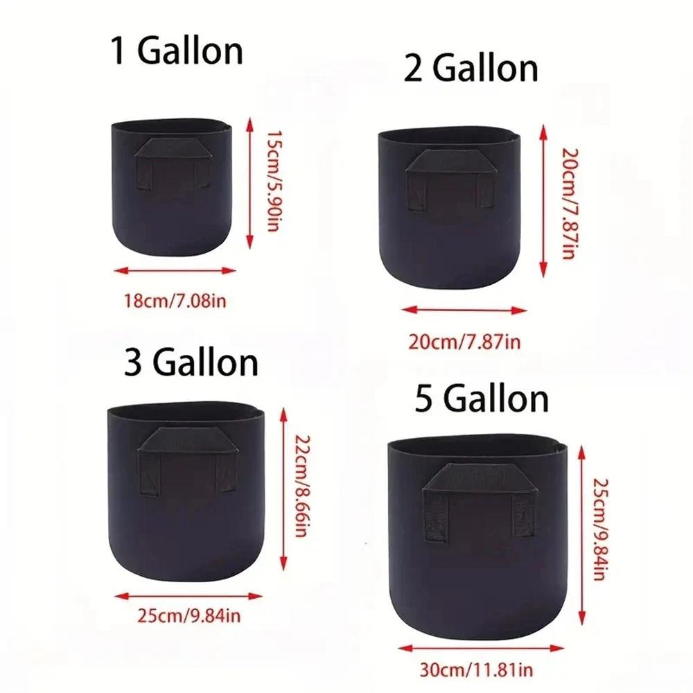 Plant Nursery Grow Bags Fabric 5 Gallon - Vegetable/Flower/Plant Grow Bags 1/2/3/5/ Gallon Thickened