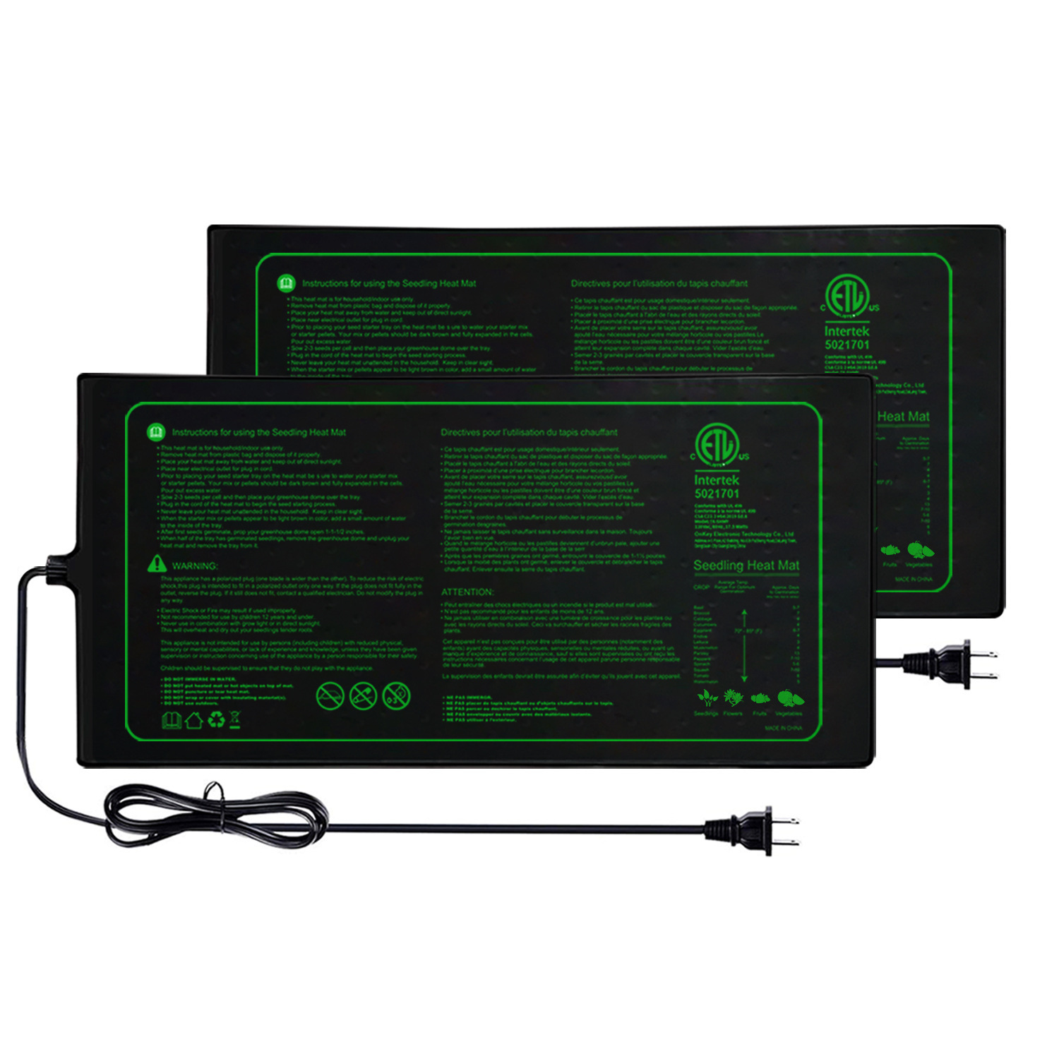 Plant Seedling Heat Mat Waterproof - Two-pack 20x10Inch Seedling Heat Mat Waterproof