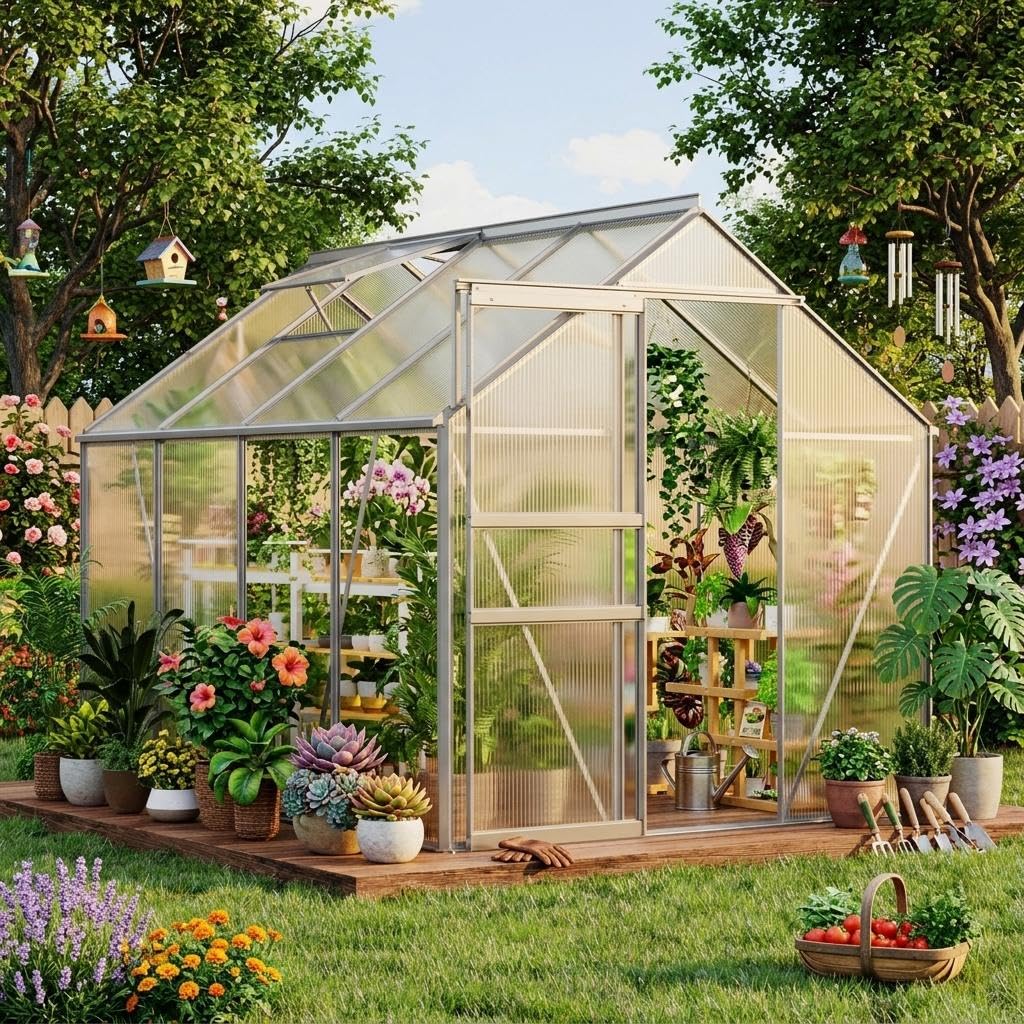Polycarbonate Greenhouse Aluminum Frame - 6 x 8 ft Polycarbonate Greenhouse