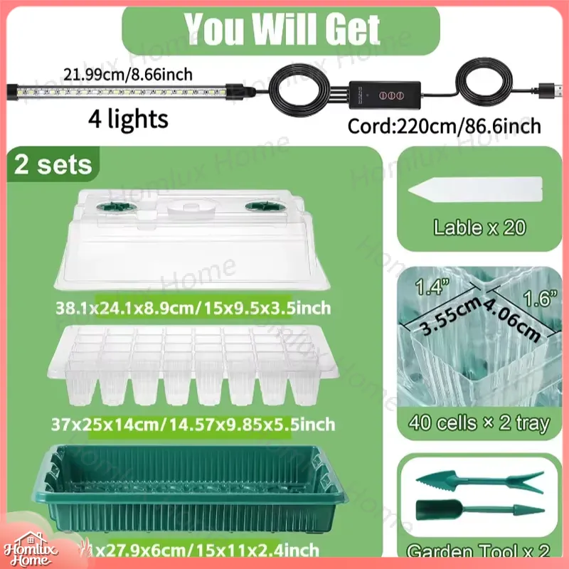 2 Packs Seed Starter Trays wit - Seed Starter Tray Kit With Grow Light 评论和价格