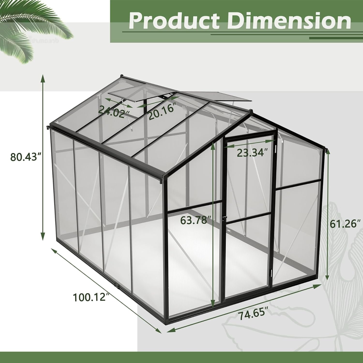 Walk-in Greenhouse UV-Coated P - Polycarbonate Greenhouse Aluminum Frame 评论和价格