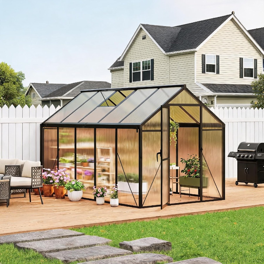 All-Season Walk-in Polycarbona - Polycarbonate Greenhouse Aluminum Frame 评论和价格