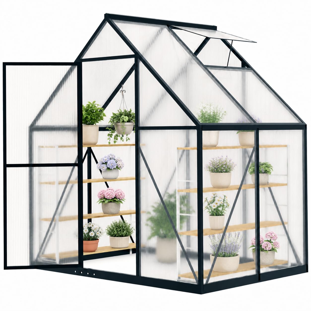 6x4 FT Small Polycarbonate Gre - Polycarbonate Greenhouse Aluminum Frame 评论和价格