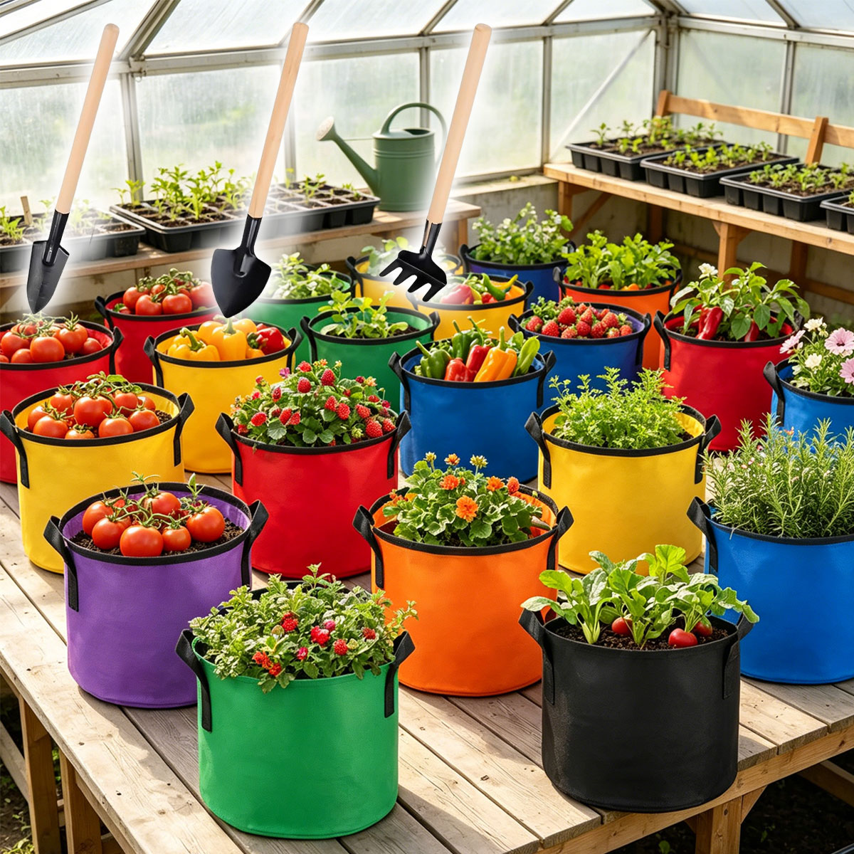 6pcs/set 5-Gallon Random Color - Plant Nursery Grow Bags Fabric 5 Gallon 评论和价格
