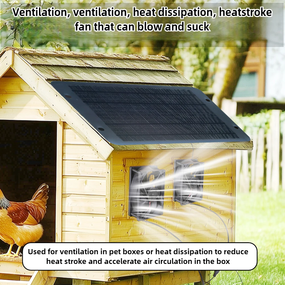 Solar Powered Waterproof Doubl - Greenhouse Circulation Fan Waterproof 评论和价格