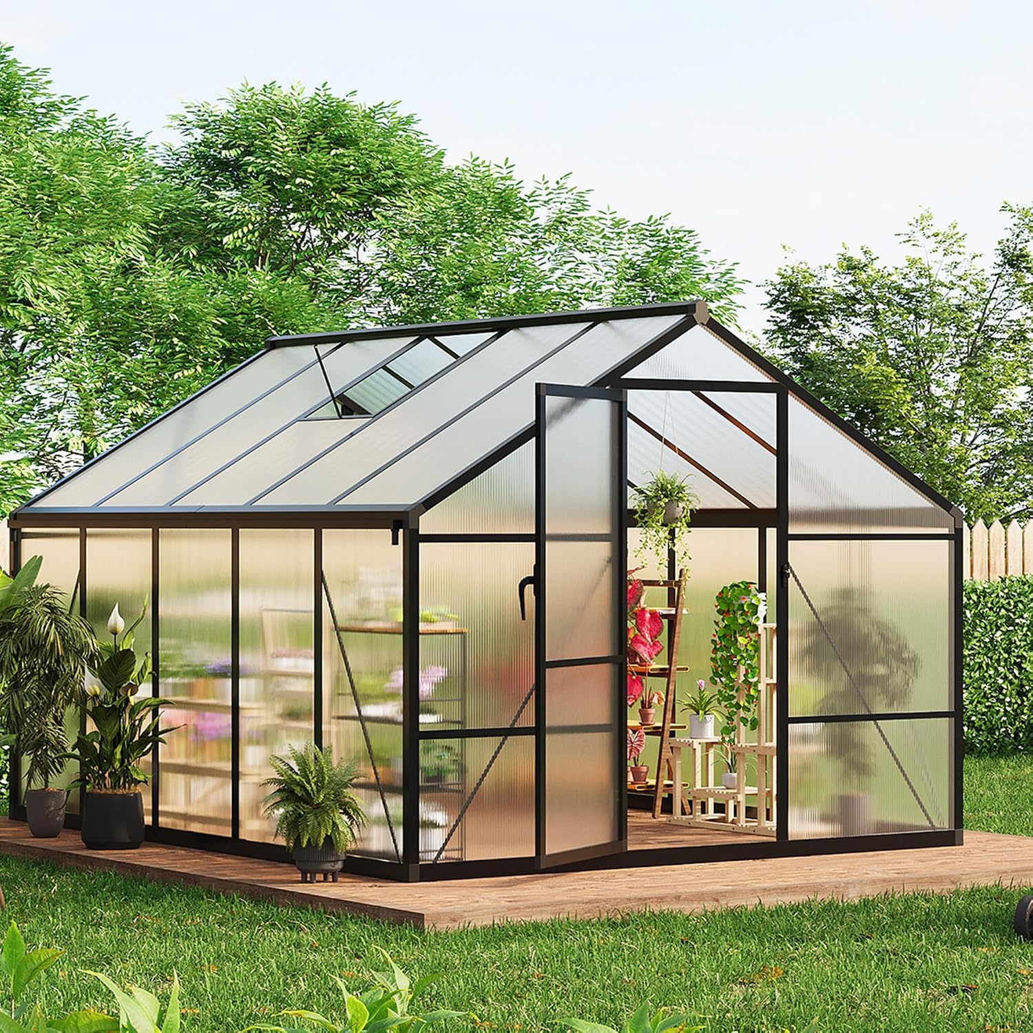 8x10 FT Greenhouse, Greenhouse - Polycarbonate Greenhouse Aluminum Frame 评论和价格