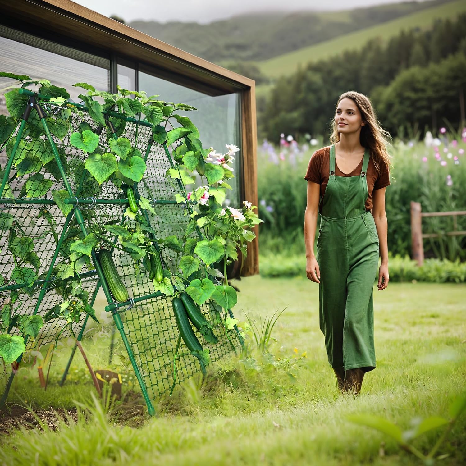 Cucumber Trellis, 4 ft x 4 ft  - Plant Support Trellis Netting Climbing 评论和价格