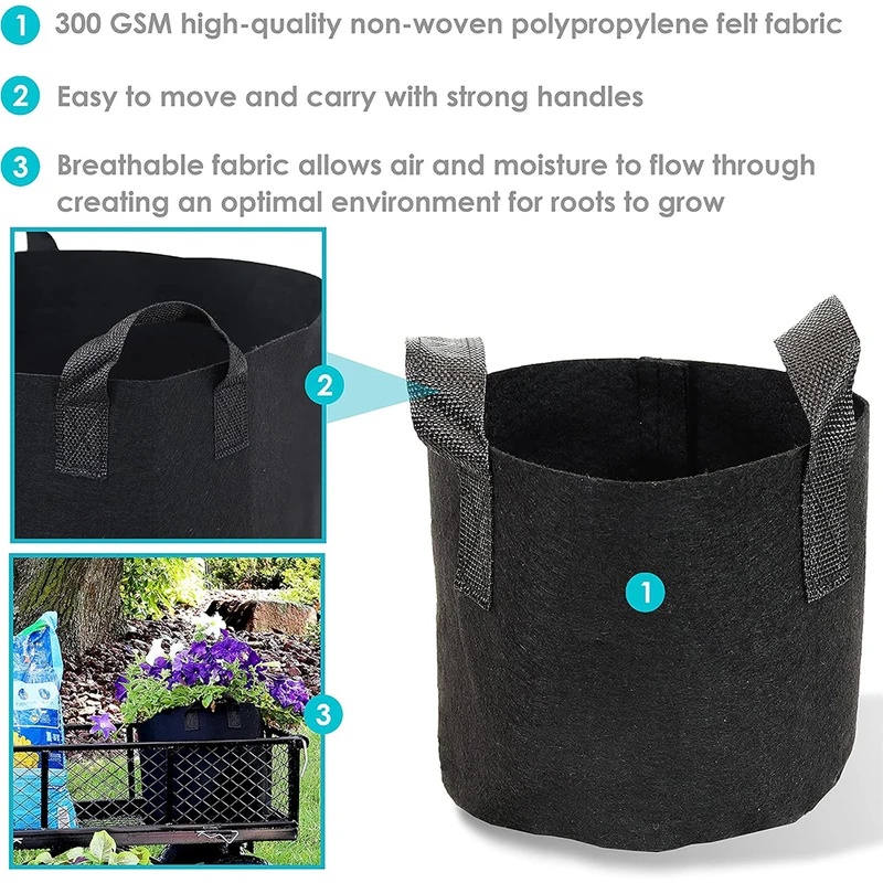 5‑Pack Aeration Fabric Grow Ba - Plant Nursery Grow Bags Fabric 5 Gallon 评论和价格