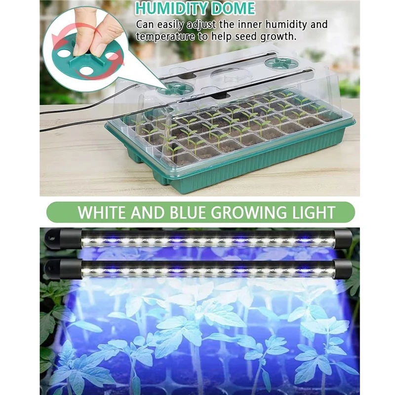 Seed Starter Trays Kit with 2  - Seed Starter Tray Kit With Grow Light 评论和价格