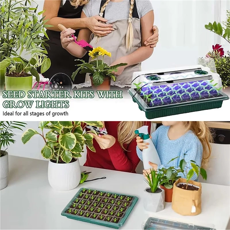 Seed Starter Trays Kit with 2  - Seed Starter Tray Kit With Grow Light 评论和价格