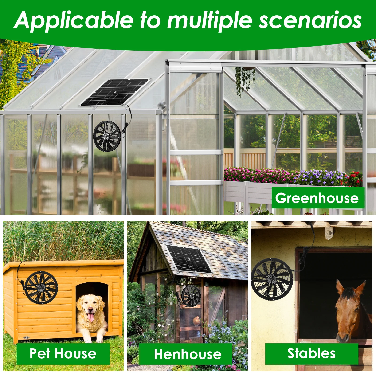100W Solar Panel Fan Kit Water - Greenhouse Circulation Fan Waterproof 评论和价格