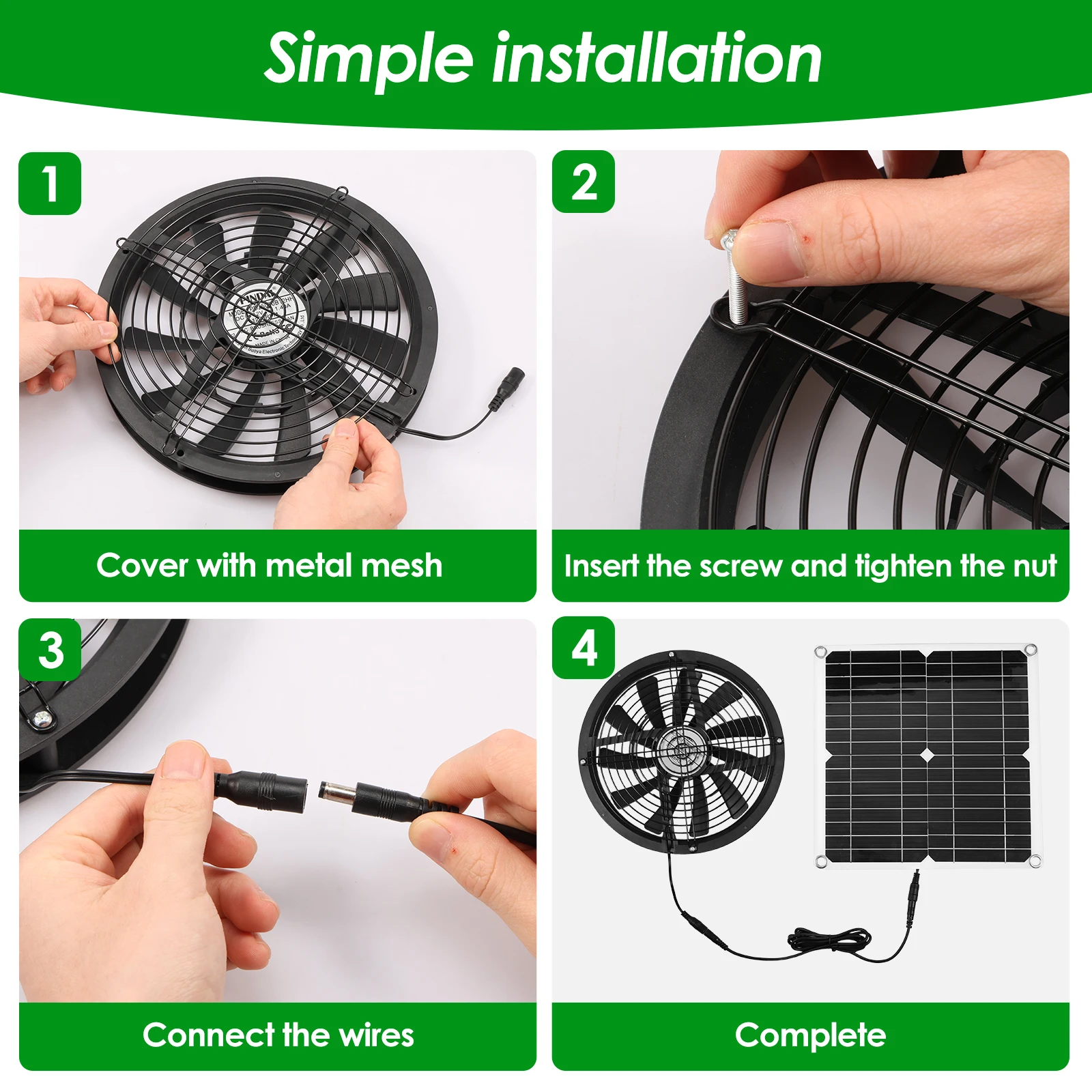 100W Solar Panel Fan Kit Water - Greenhouse Circulation Fan Waterproof 评论和价格