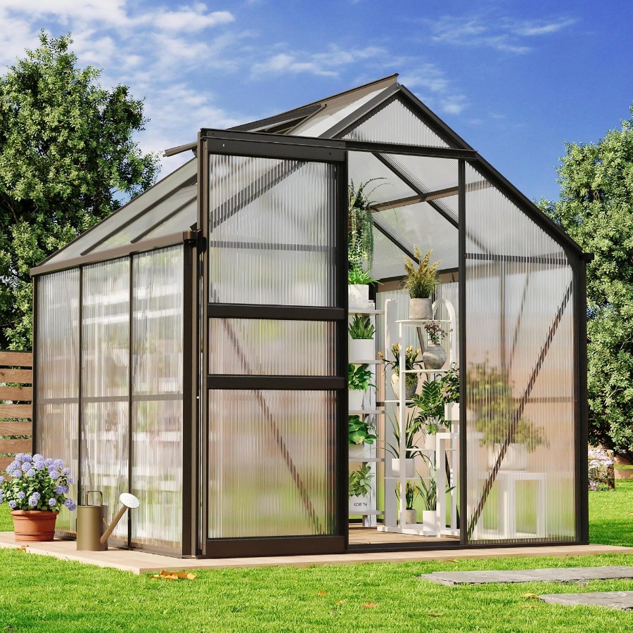6x6 Ft Polycarbonate Greenhous - Polycarbonate Greenhouse Aluminum Frame 评论和价格