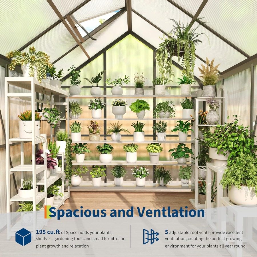6x6 Ft Polycarbonate Greenhous - Polycarbonate Greenhouse Aluminum Frame 评论和价格