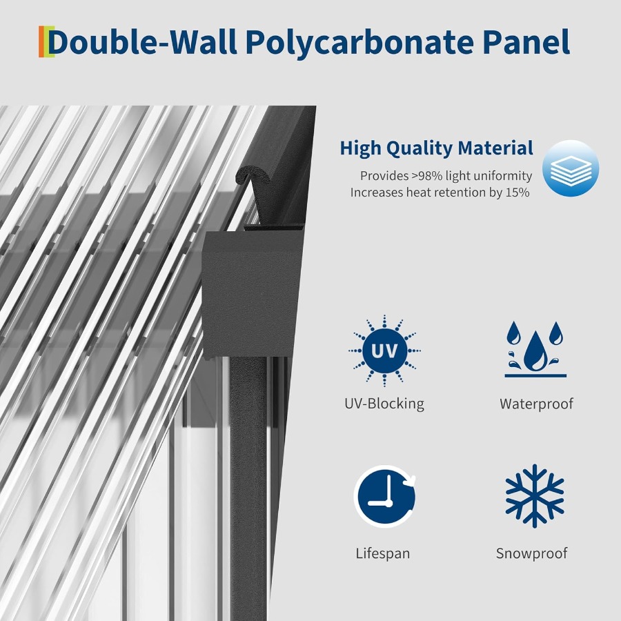 6x6 Ft Polycarbonate Greenhous - Polycarbonate Greenhouse Aluminum Frame 评论和价格