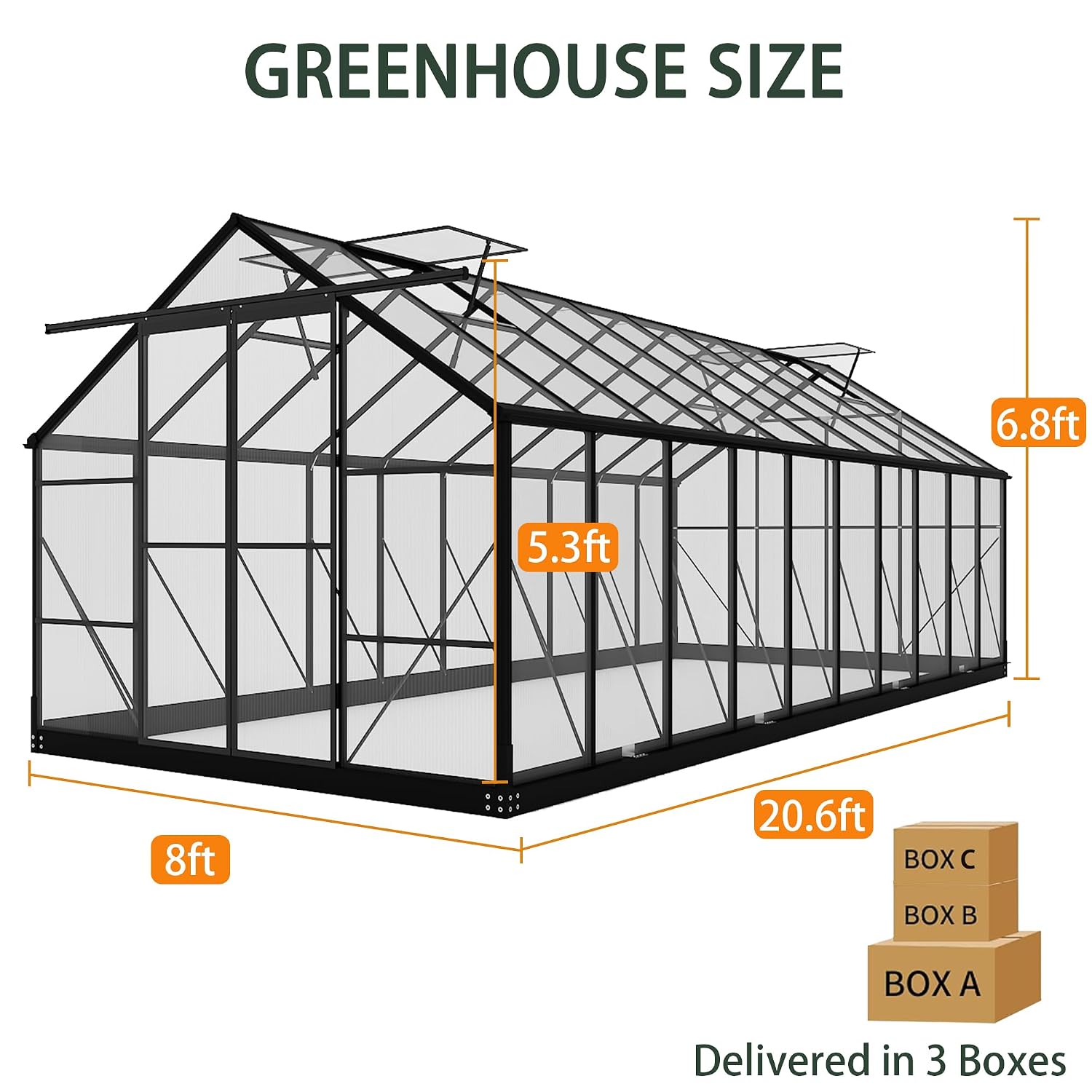 Polycarbonate Greenhouses, 8x1 - Polycarbonate Greenhouse Aluminum Frame 评论和价格