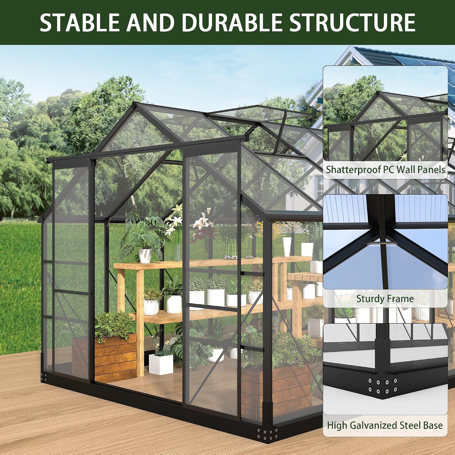 Polycarbonate Greenhouses, 8x1 - Polycarbonate Greenhouse Aluminum Frame 评论和价格