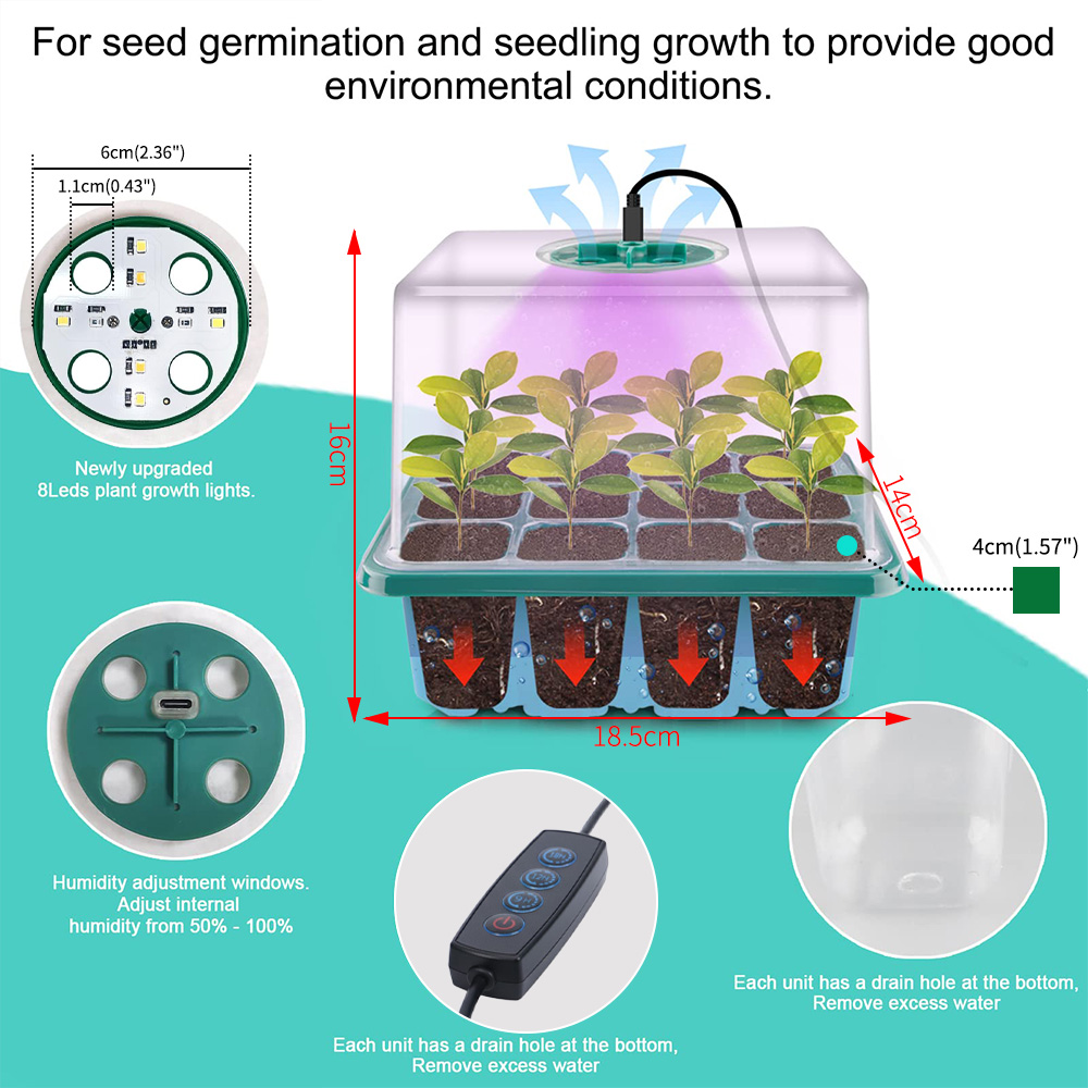 Full Spectrum LED Grow Light N - Seed Starter Tray Kit With Grow Light 评论和价格