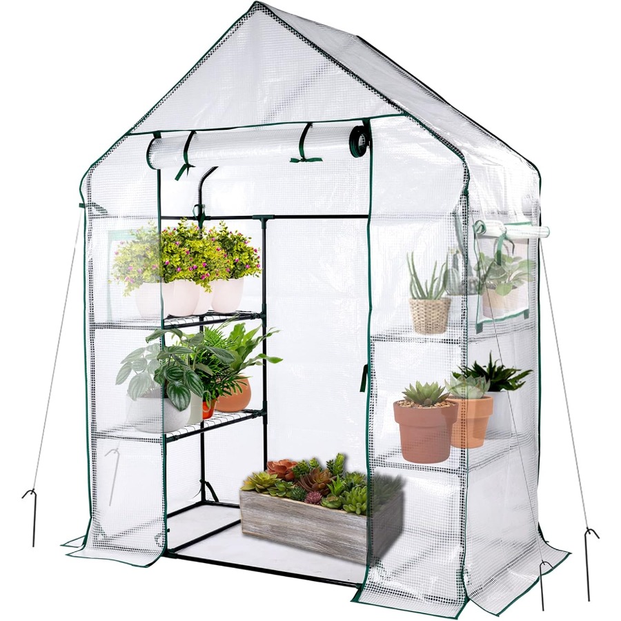 56x30x76 Mini Walk-in Greenhou - Mini Walk In Greenhouse 3 Tier Shelves 评论和价格