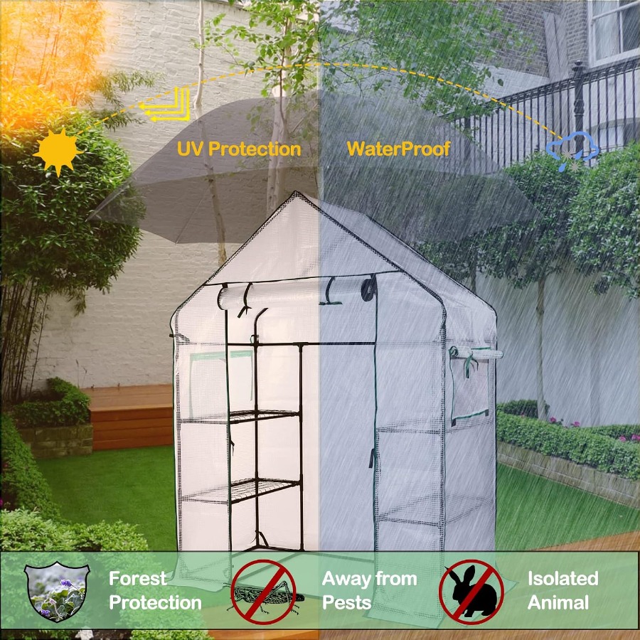 56x30x76 Mini Walk-in Greenhou - Mini Walk In Greenhouse 3 Tier Shelves 评论和价格