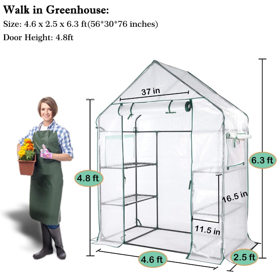 56x30x76 Mini Walk-in Greenhou - Mini Walk In Greenhouse 3 Tier Shelves 评论和价格