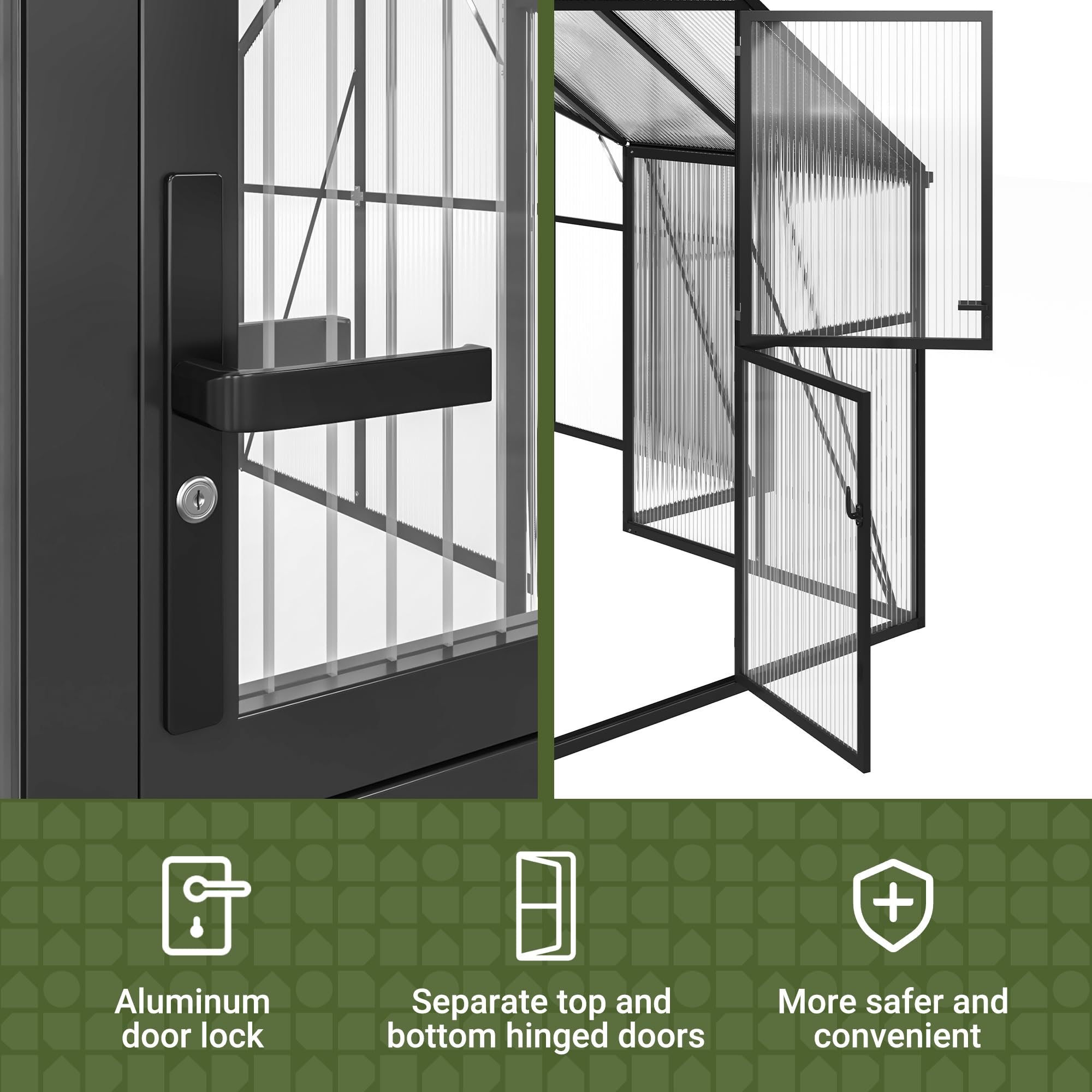 VIWAT T-Shape 12x12FT Polycarb - Polycarbonate Greenhouse Aluminum Frame 评论和价格