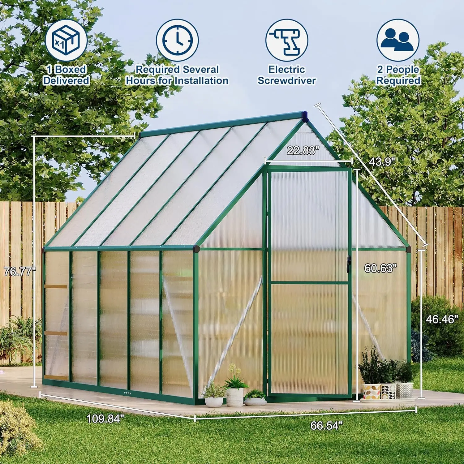 6x9 ft Polycarbonate Greenhous - Polycarbonate Greenhouse Aluminum Frame 评论和价格