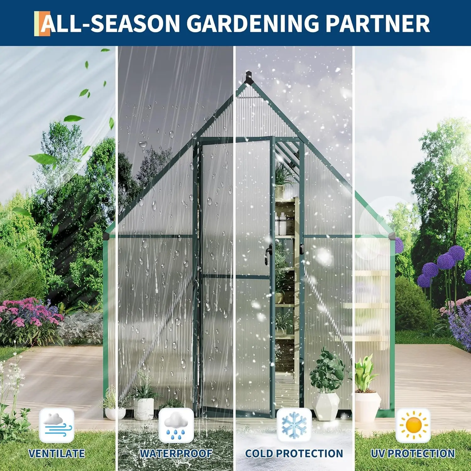 6x9 ft Polycarbonate Greenhous - Polycarbonate Greenhouse Aluminum Frame 评论和价格