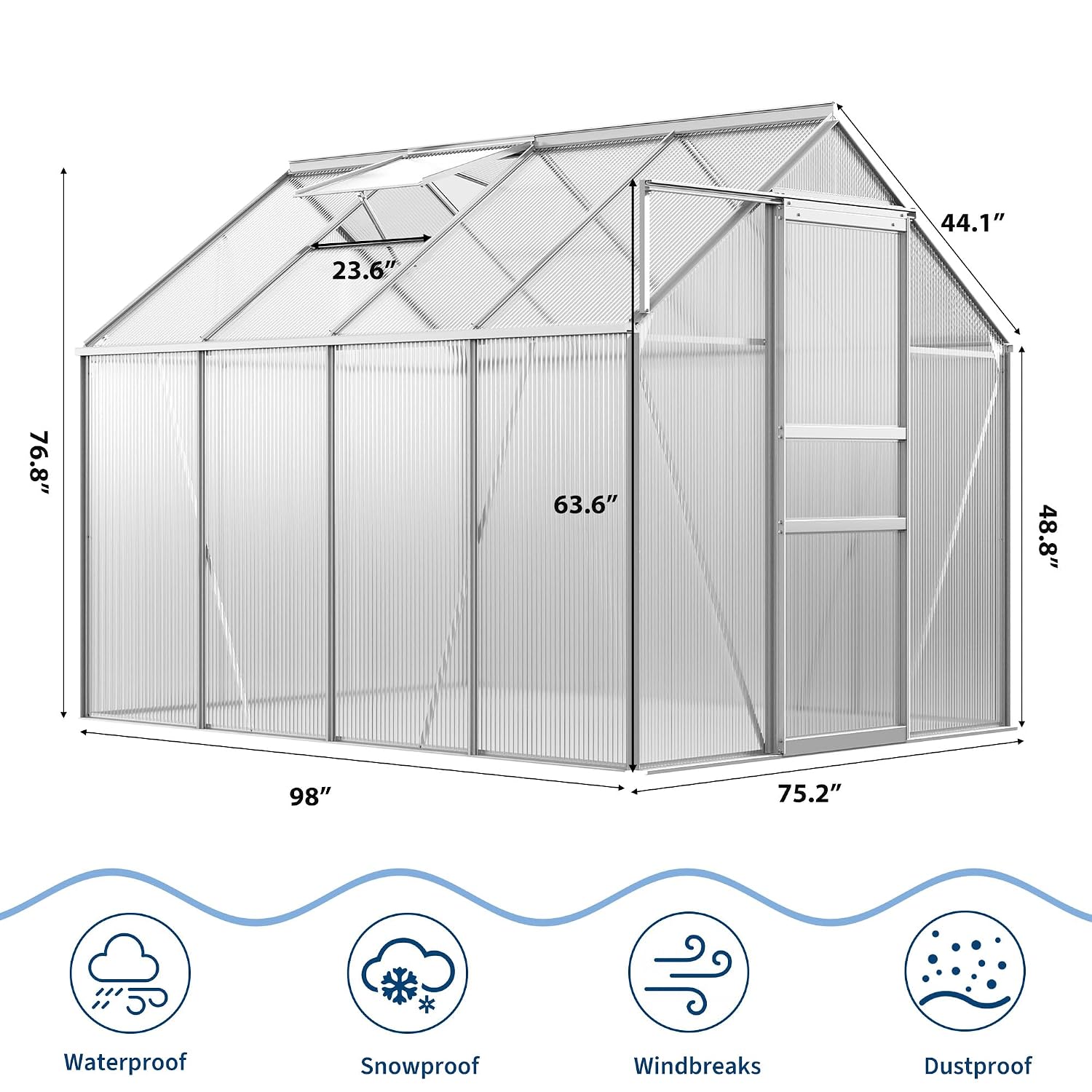 6 x 8 ft Polycarbonate Greenho - Polycarbonate Greenhouse Aluminum Frame 评论和价格