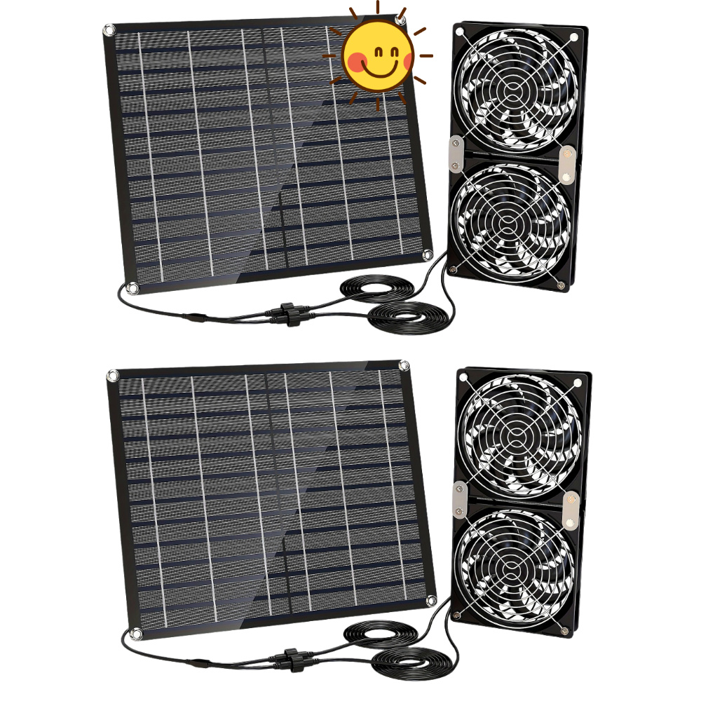2PCS Solar Fan, Solar Powered  - Greenhouse Circulation Fan Waterproof 评论和价格