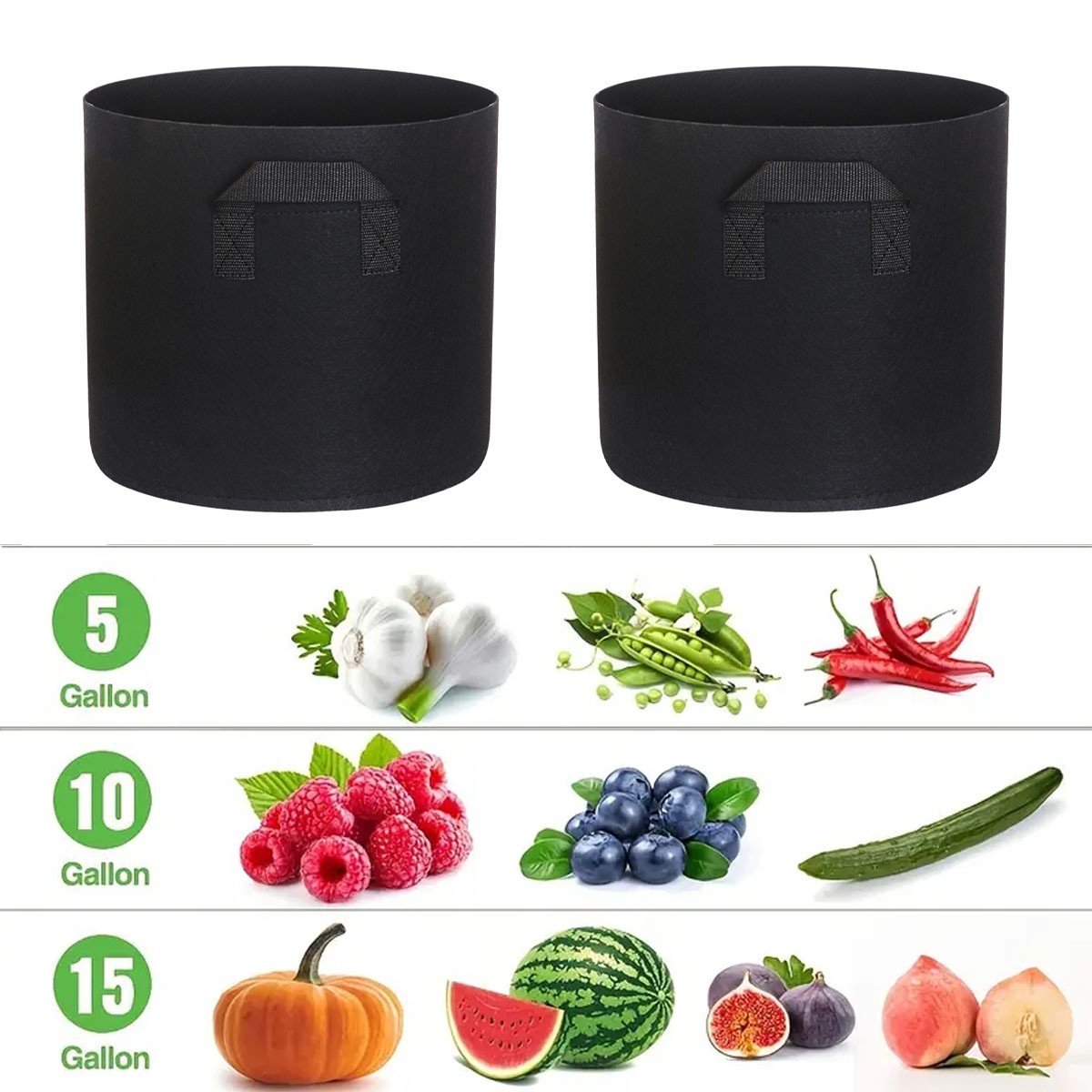 5PCS Felt Grow Bags 5/10/15 Ga - Plant Nursery Grow Bags Fabric 5 Gallon 评论和价格