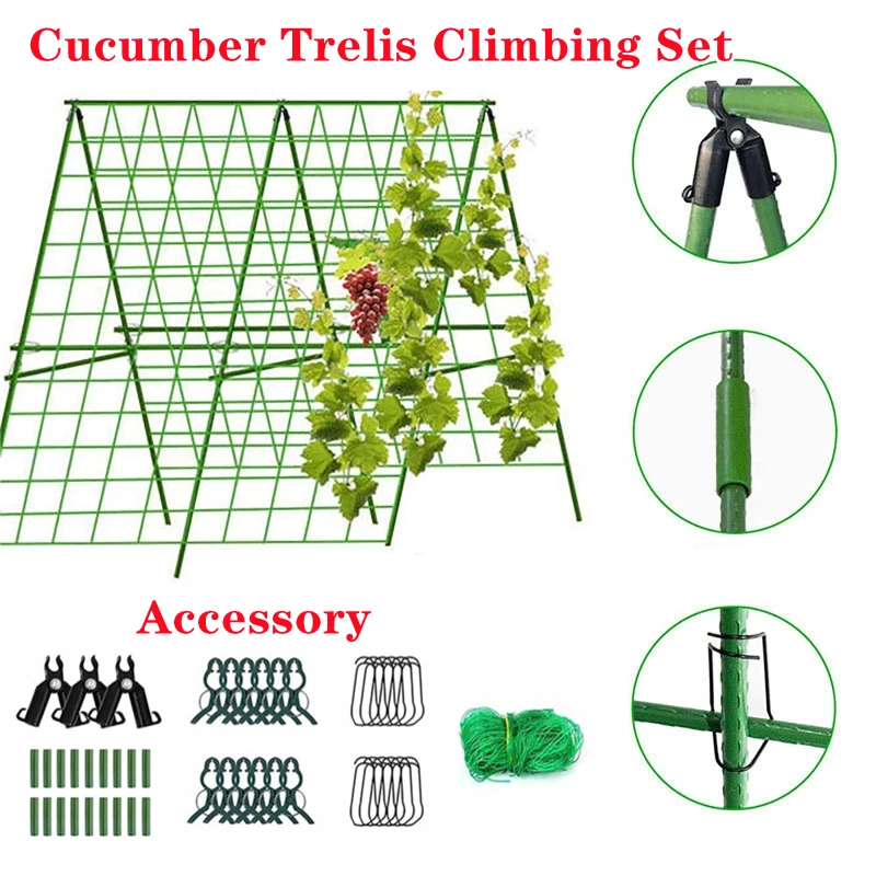 Cucumber Trellis Set A-Frame F - Plant Support Trellis Netting Climbing 评论和价格