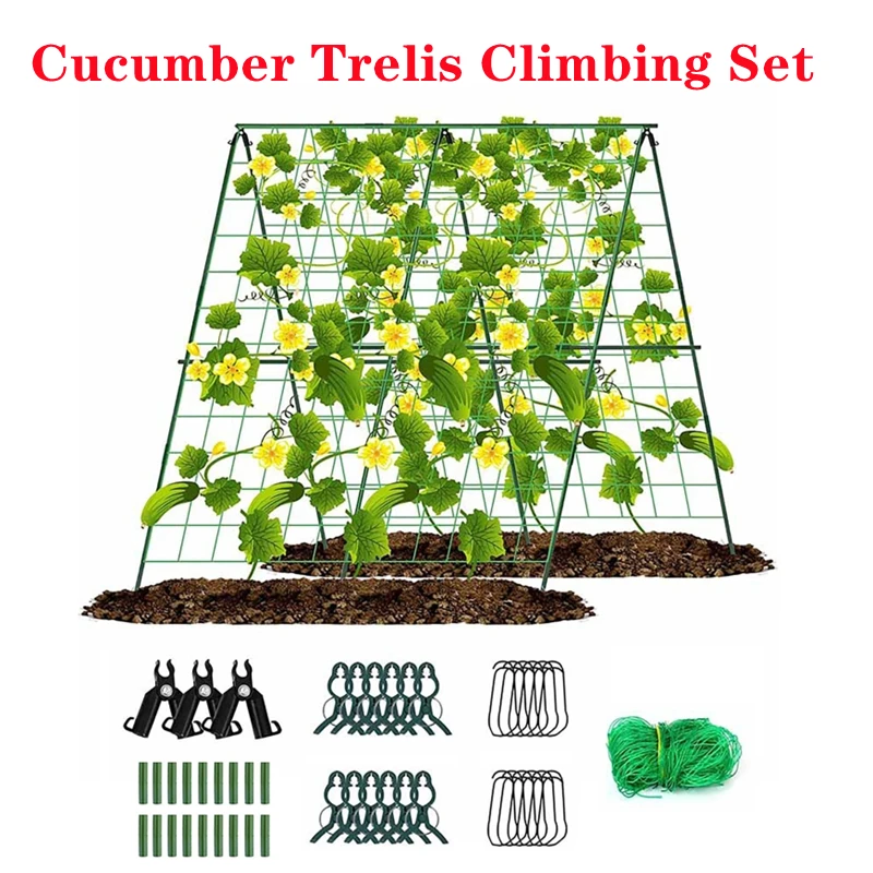 Cucumber Trellis Set A-Frame F - Plant Support Trellis Netting Climbing 评论和价格