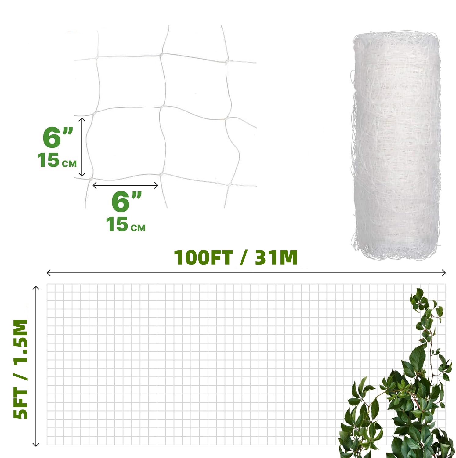 Plastic Trellis Netting 4x100f - Plant Support Trellis Netting Climbing 评论和价格