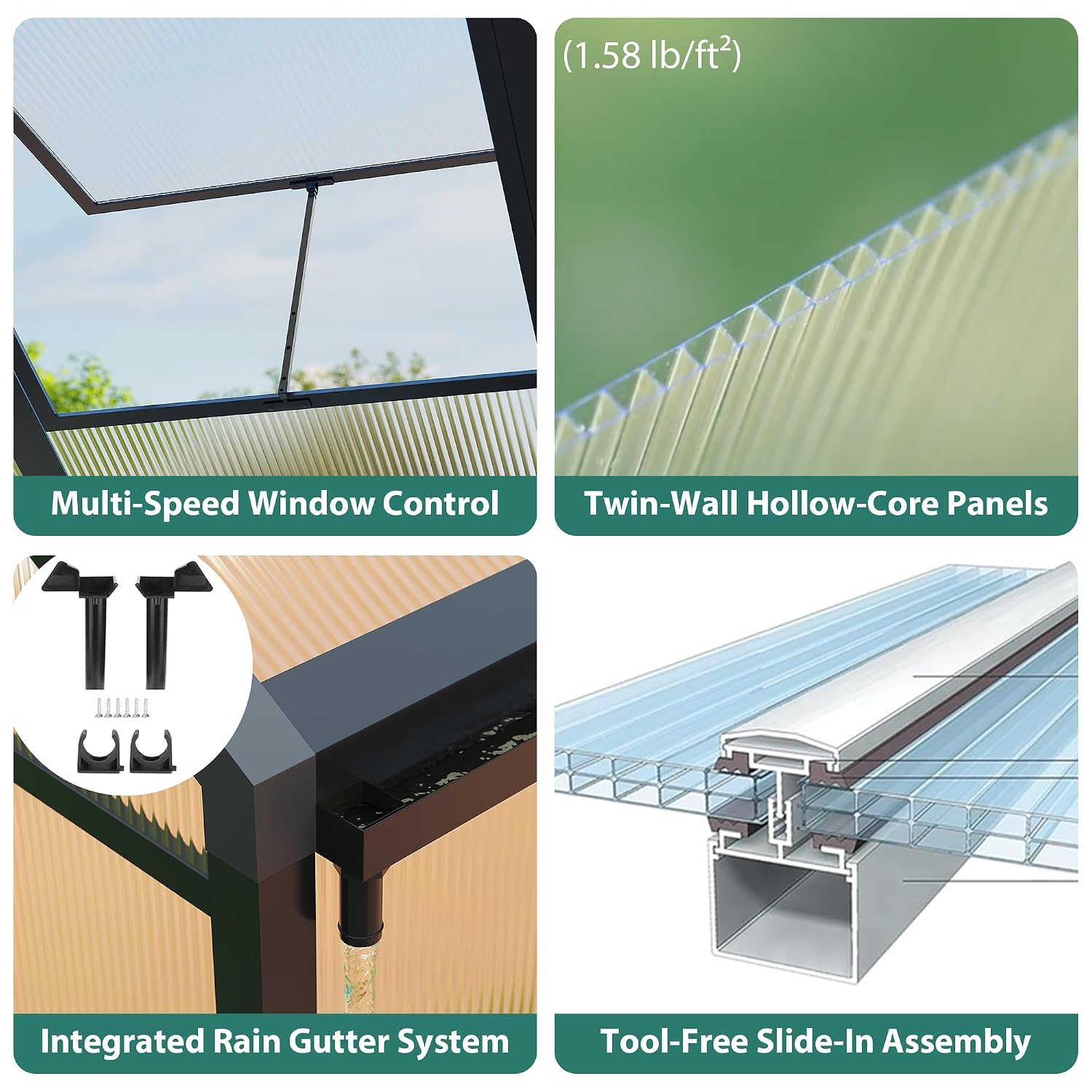 Polycarbonate Garden Greenhous - Polycarbonate Greenhouse Aluminum Frame 评论和价格