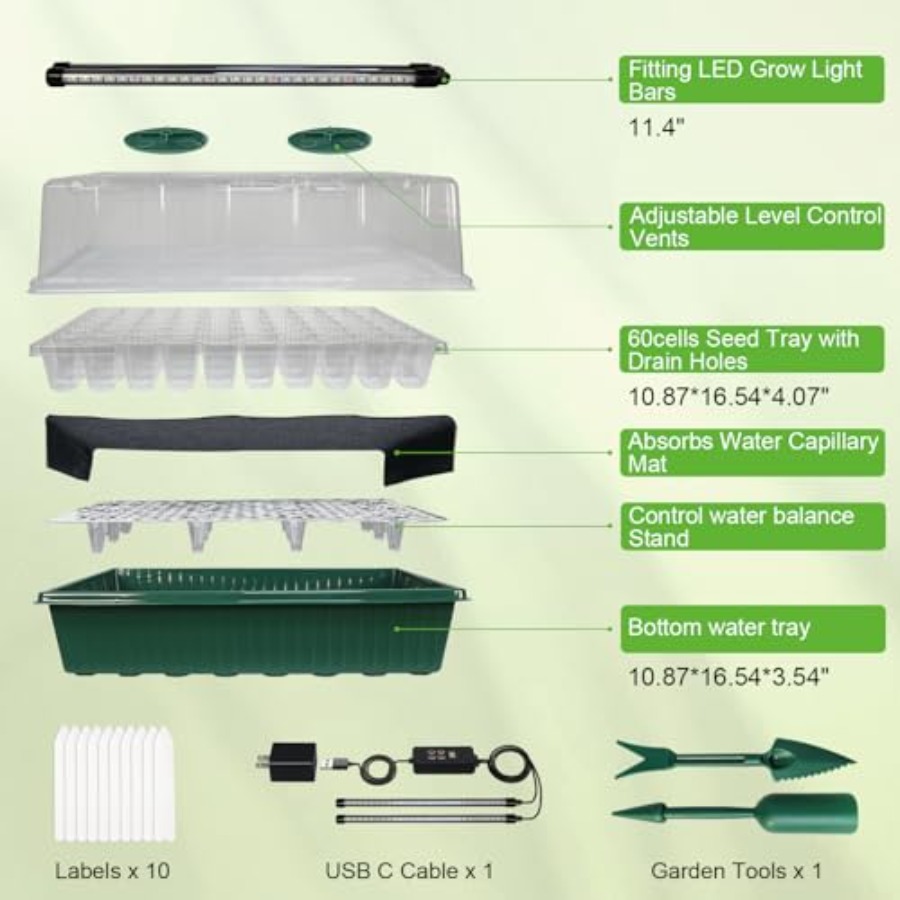 Seed Starter Tray with Grow Li - Seed Starter Tray Kit With Grow Light 评论和价格
