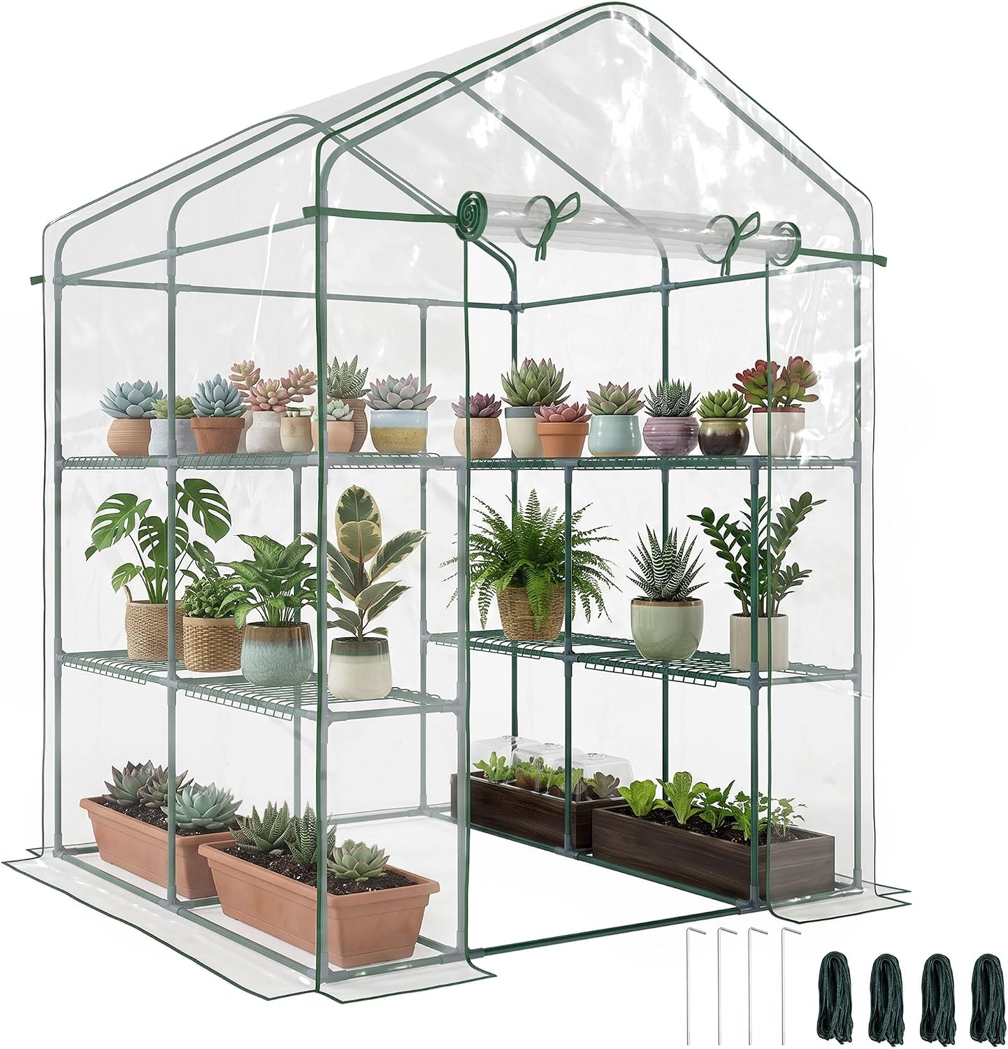 Clear Mini Walk-in Greenhouse  - Mini Walk In Greenhouse 3 Tier Shelves 评论和价格