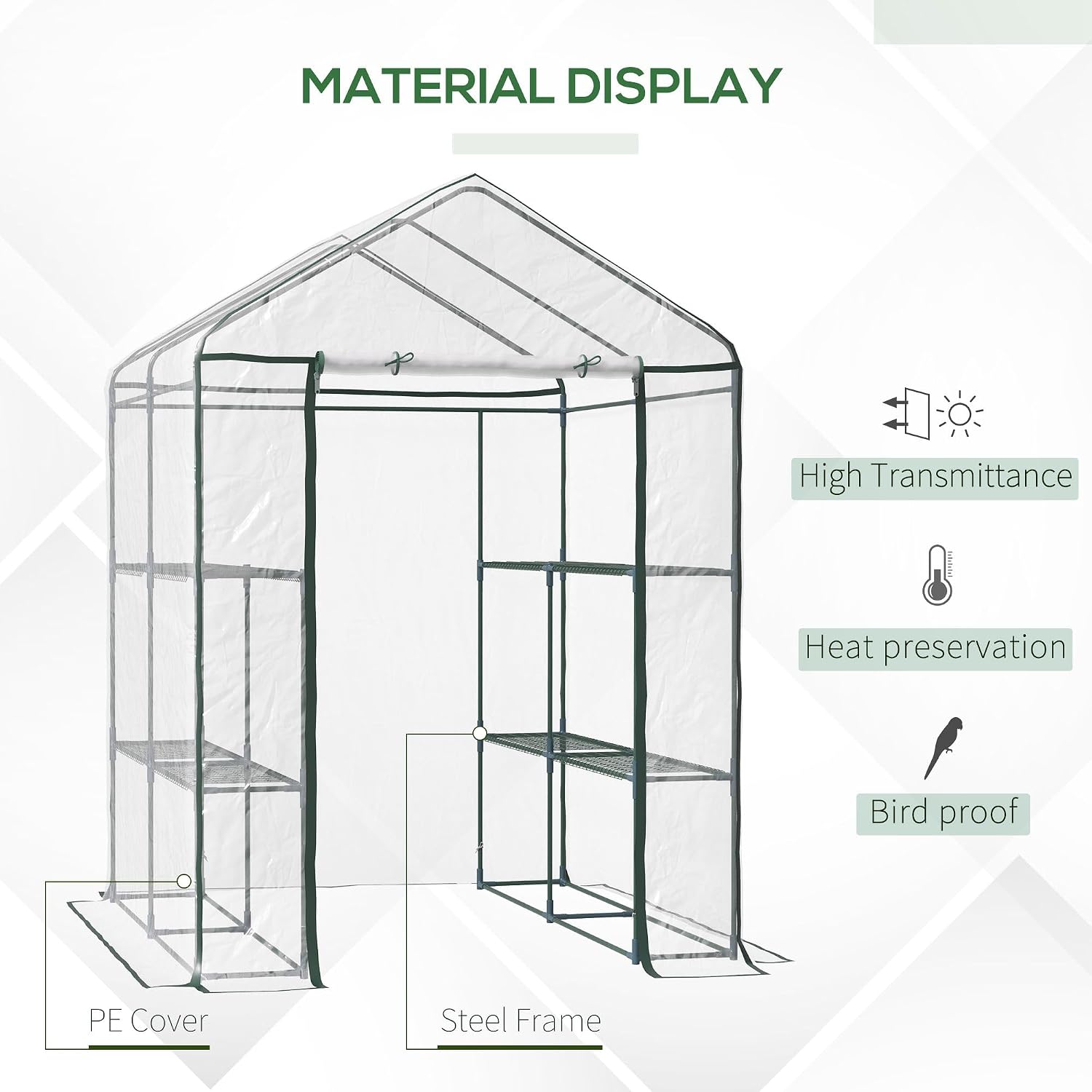 Clear Mini Walk-in Greenhouse  - Mini Walk In Greenhouse 3 Tier Shelves 评论和价格