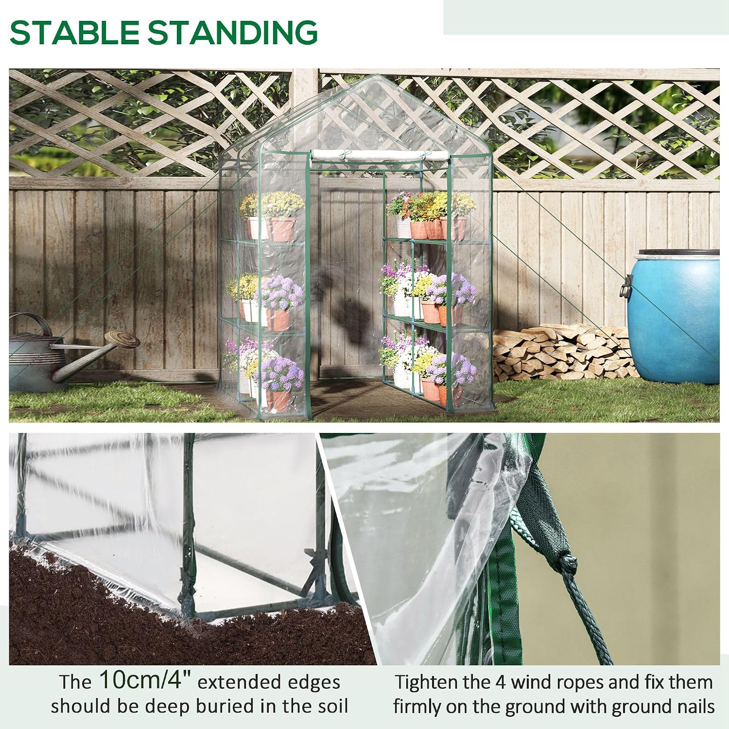 Clear Mini Walk-in Greenhouse  - Mini Walk In Greenhouse 3 Tier Shelves 评论和价格