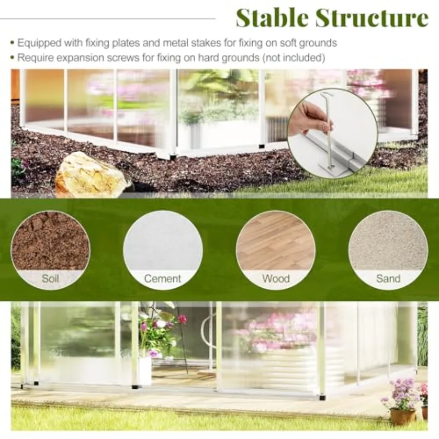 Greenhouse for outdoor garden, - Polycarbonate Greenhouse Aluminum Frame 评论和价格