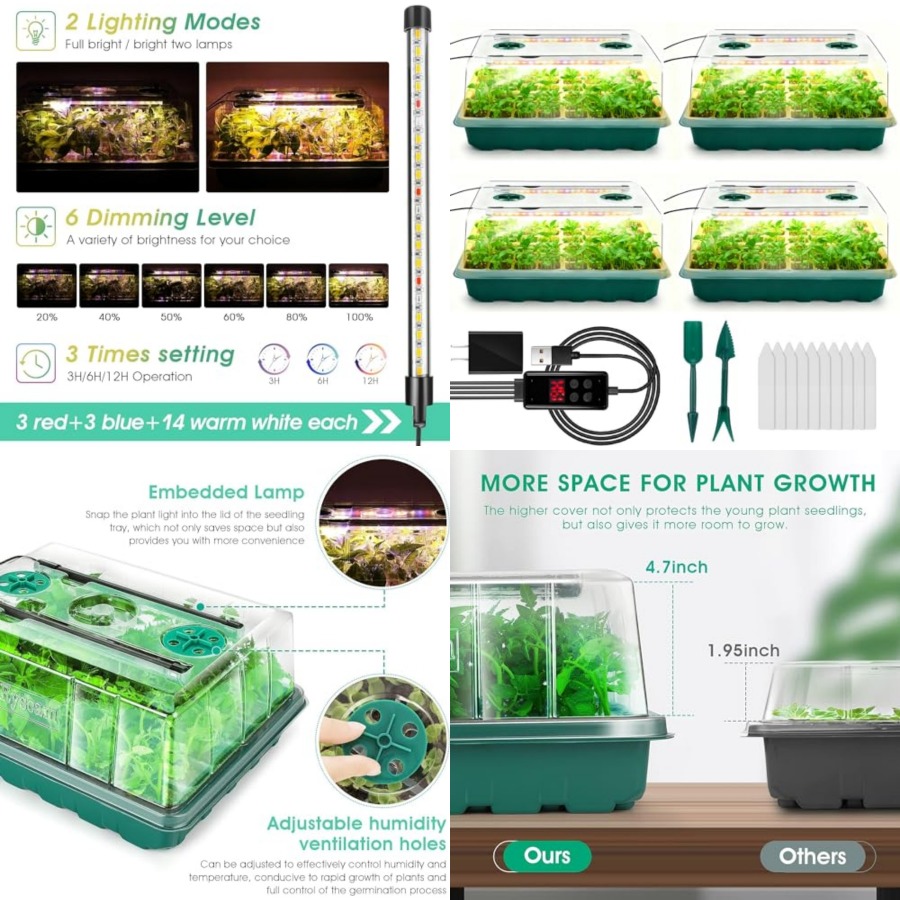 Seed Starter Tray with Grow Li - Seed Starter Tray Kit With Grow Light 评论和价格