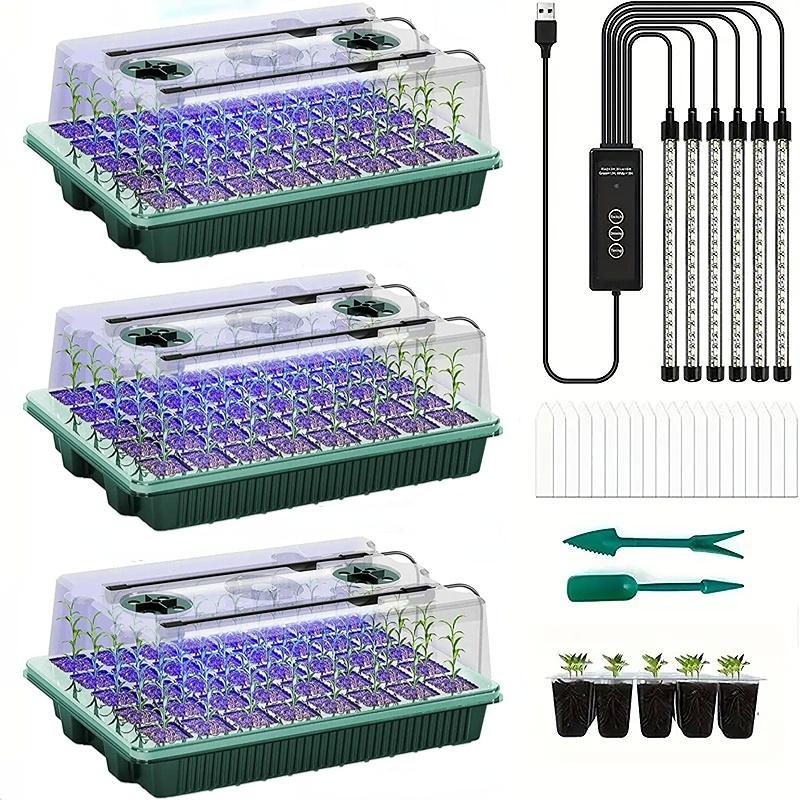3Pack 120 Cells Seed Starter T - Seed Starter Tray Kit With Grow Light 评论和价格