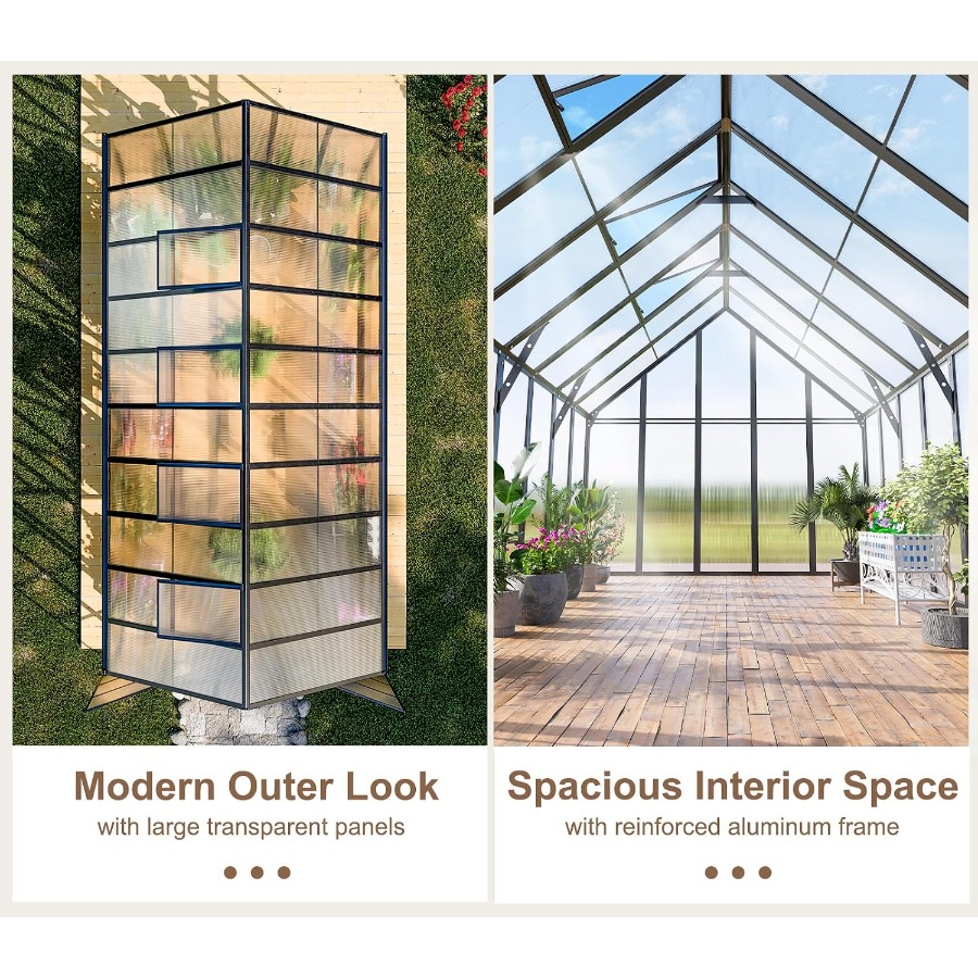 20x10x10 Feet Large Greenhouse - Polycarbonate Greenhouse Aluminum Frame 评论和价格