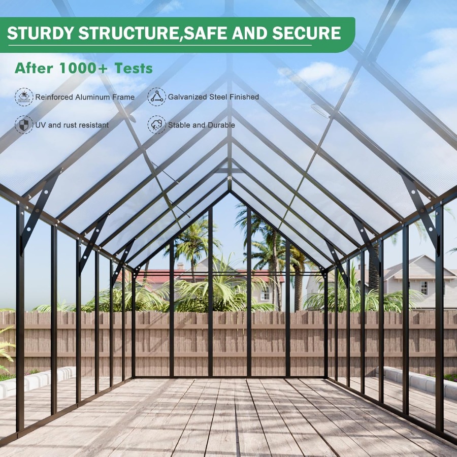 20x10x10 Feet Large Greenhouse - Polycarbonate Greenhouse Aluminum Frame 评论和价格