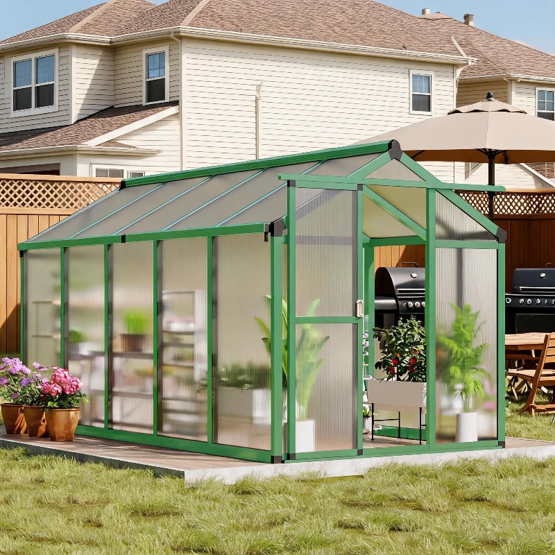 All-Season Walk-in Polycarbona - Polycarbonate Greenhouse Aluminum Frame 评论和价格