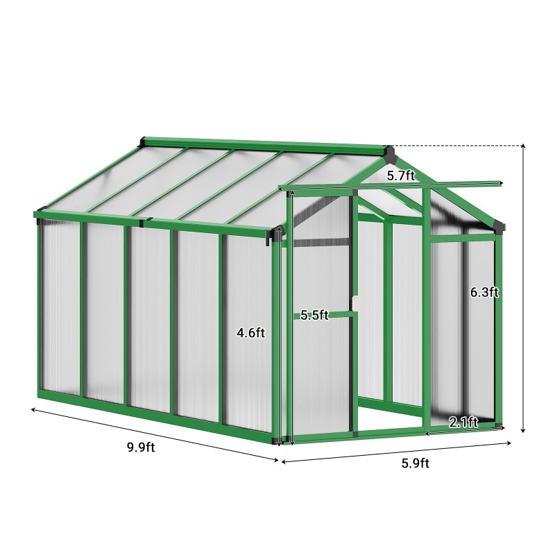 All-Season Walk-in Polycarbona - Polycarbonate Greenhouse Aluminum Frame 评论和价格