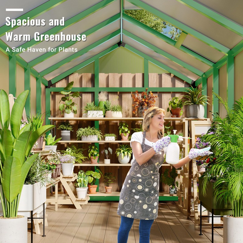 All-Season Walk-in Polycarbona - Polycarbonate Greenhouse Aluminum Frame 评论和价格