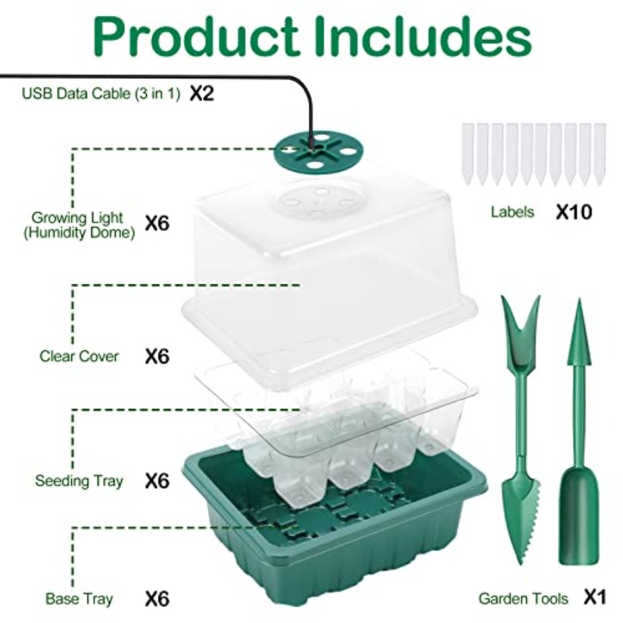 Seed Starter Tray with Light,  - Seed Starter Tray Kit With Grow Light 评论和价格